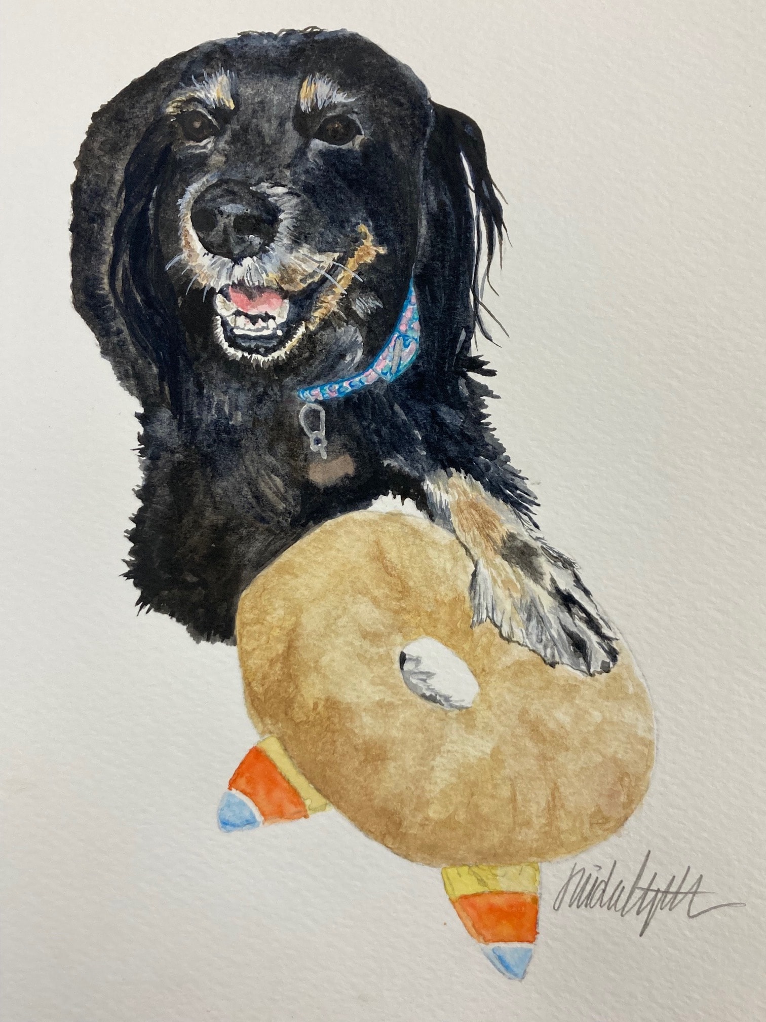 Dachshund — original watercolor pet portrait painting by Linda Griffin